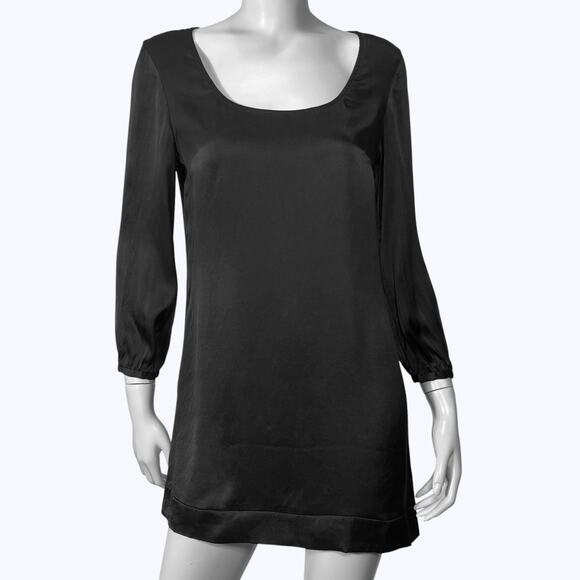 Express Y2K Black Silk Mini Dress Women's S Minimalist Goth Party - Picture 1 of 9
